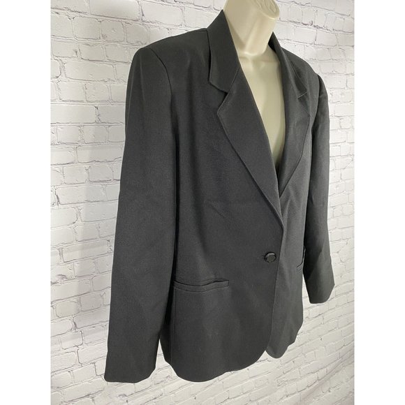 Classic Collection Vintage Black Single Button Womens Blazer Jacket Size 10 - Picture 2 of 9